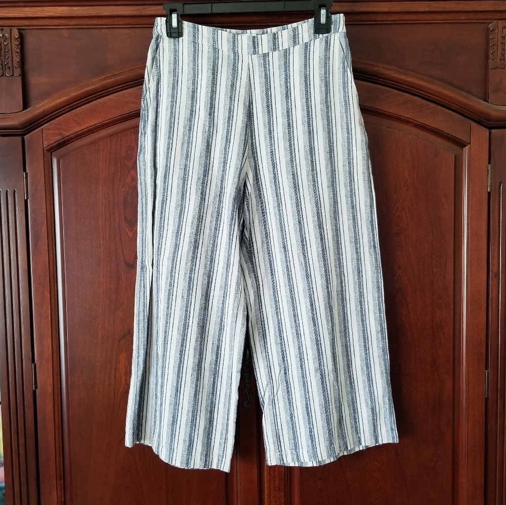 Striped Wide-Leg Women’s Pants - Blue & White | Size 00